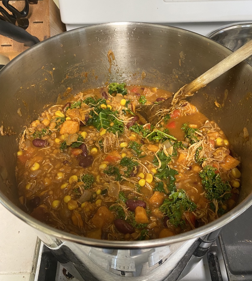 Speedy Sweet Potato, Kale and Chicken Chili